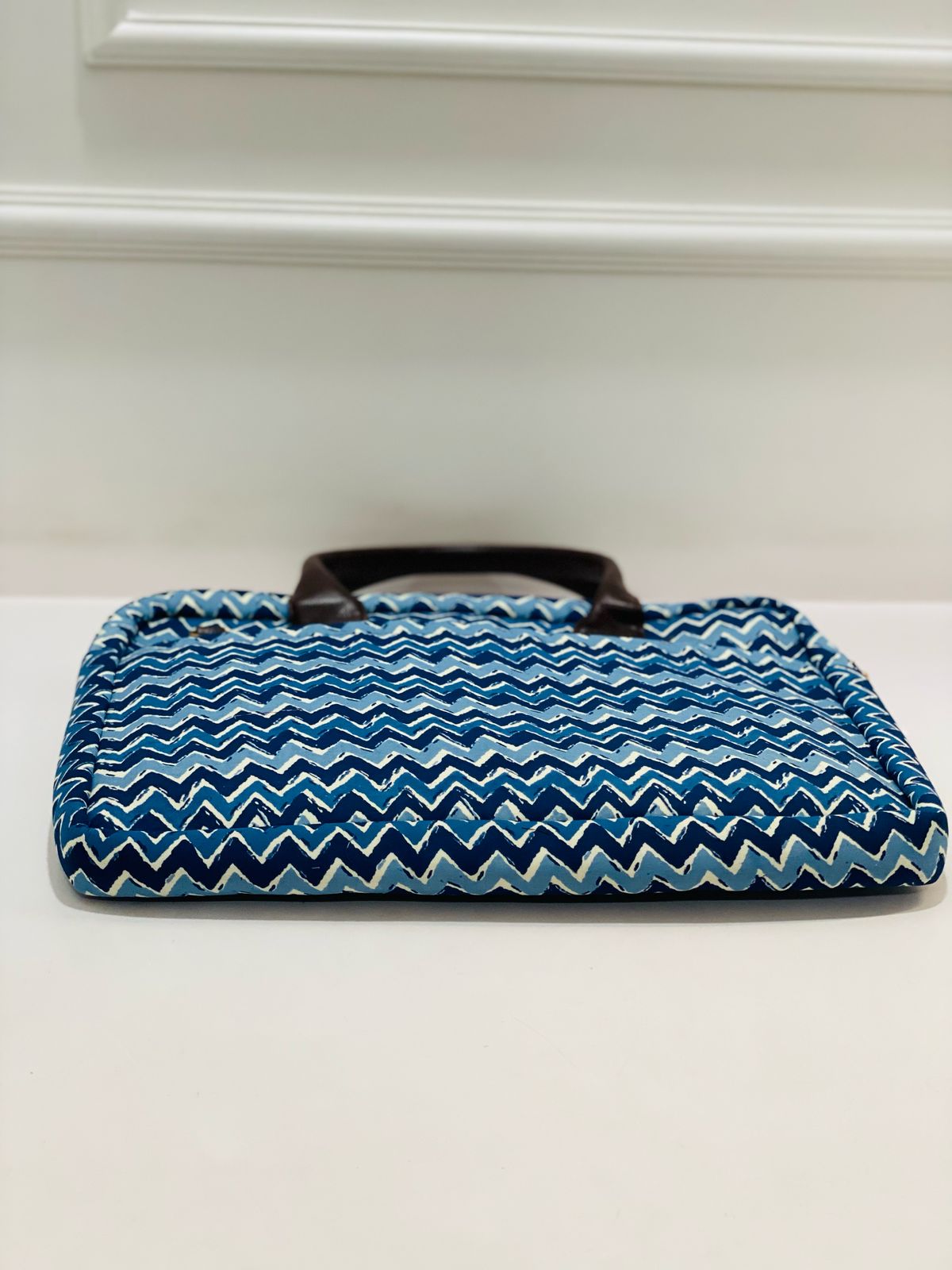 Blue Zigzag Modern Women's Laptop Bag