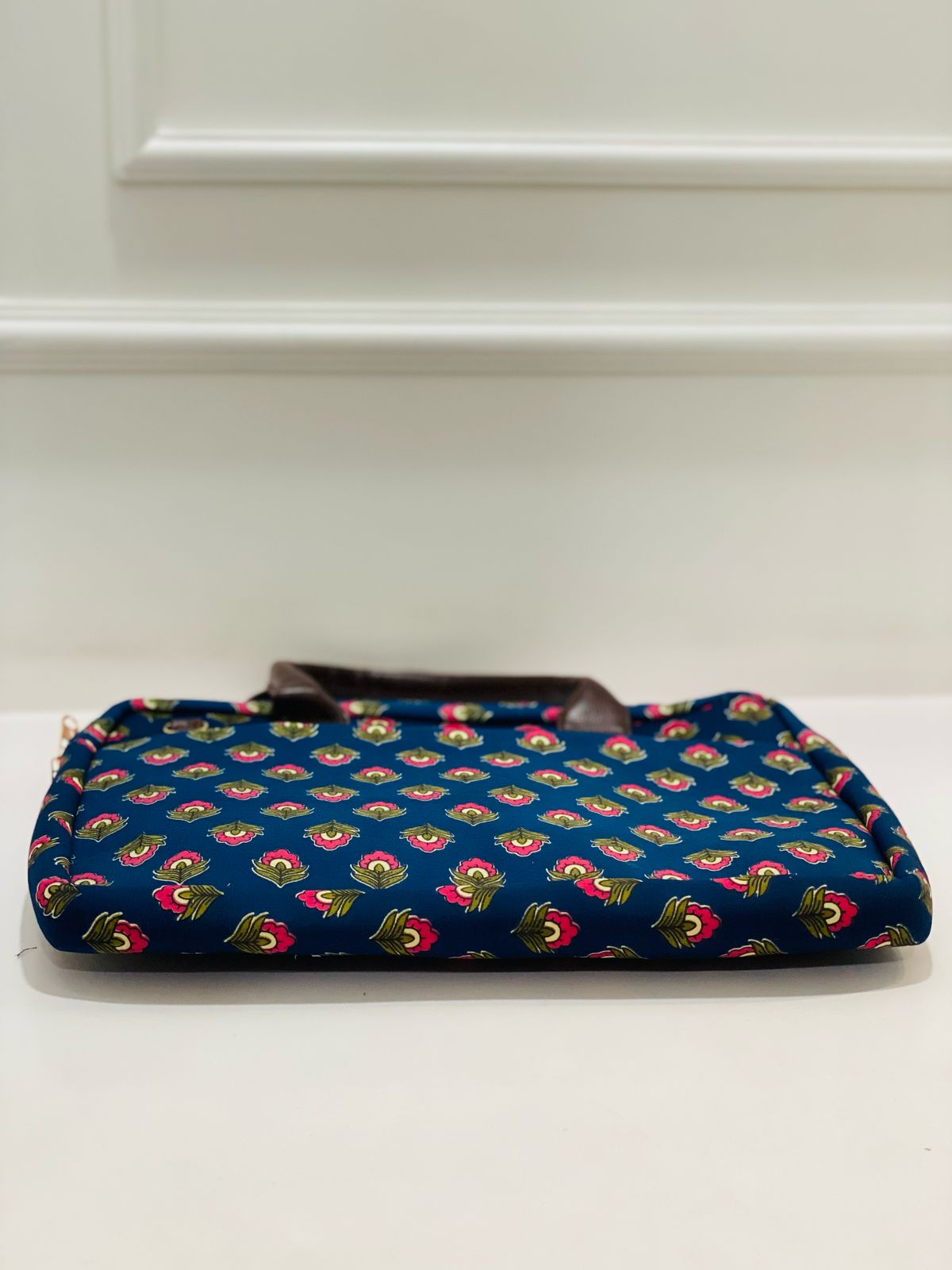 Navy Blue Floral Modern Women's Laptop Bag