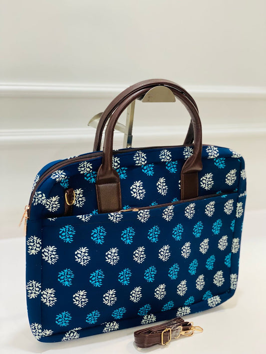 Blue Buti Modern Laptop Bag – Handcrafted & Office-Ready