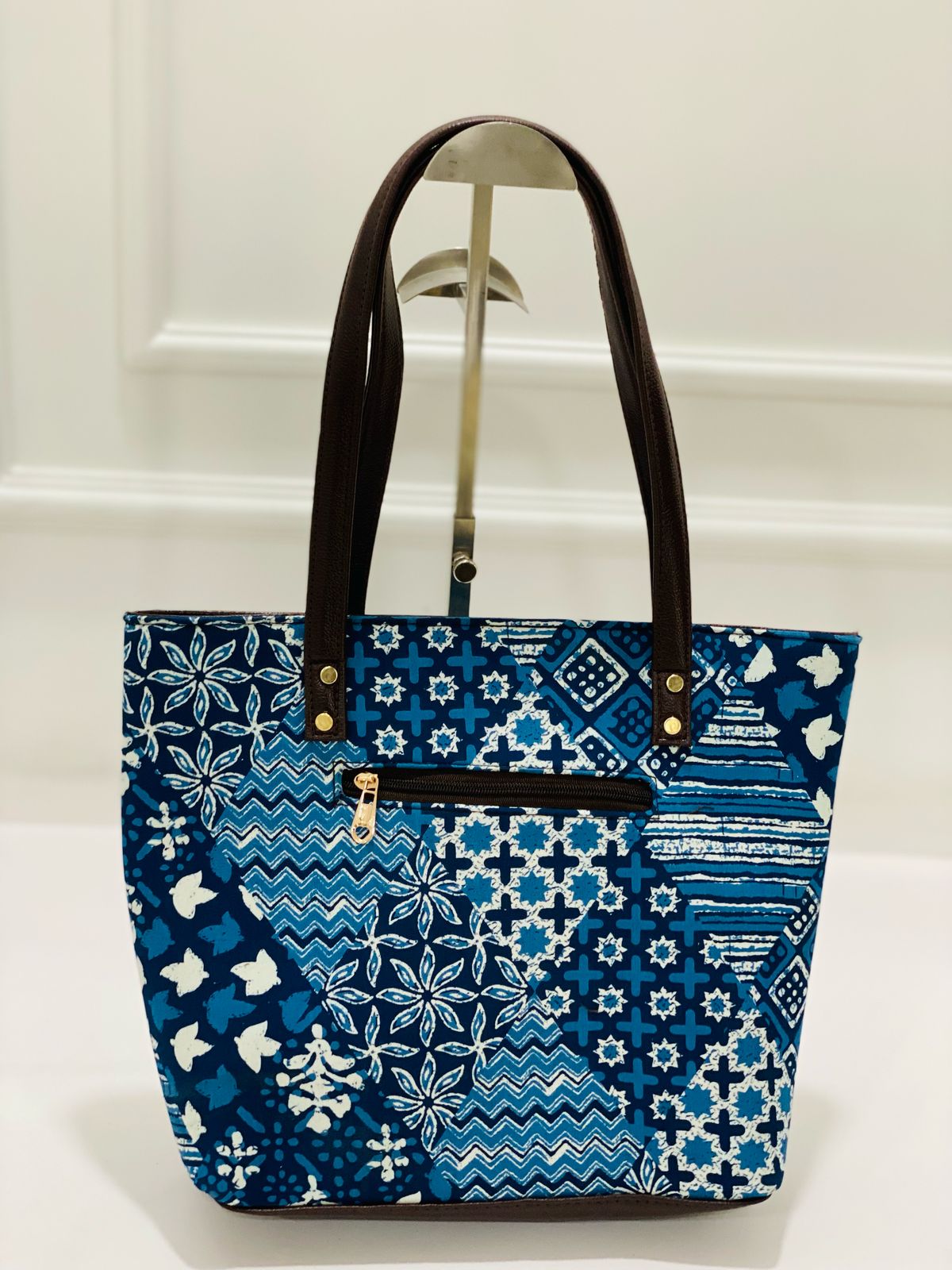 Blue Indigo Patchwork 5-in-1 Tote Bag Set for Women