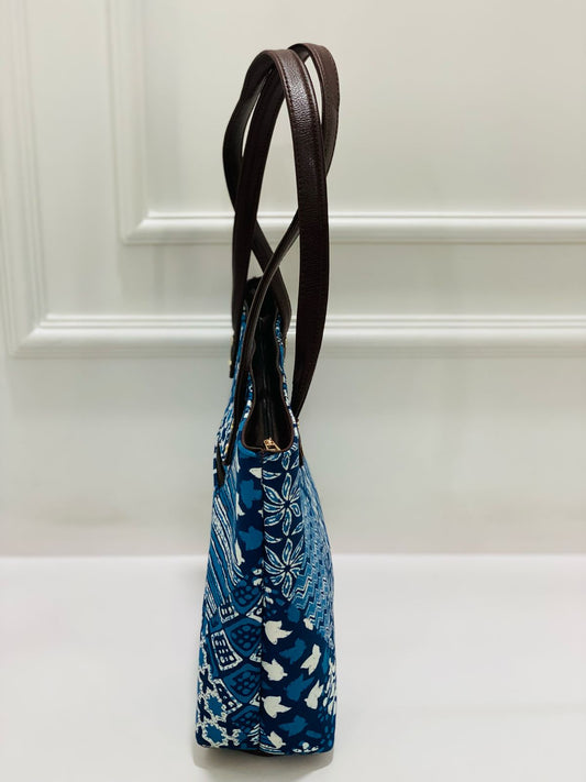 Blue Indigo Patchwork 5-in-1 Tote Bag Set for Women