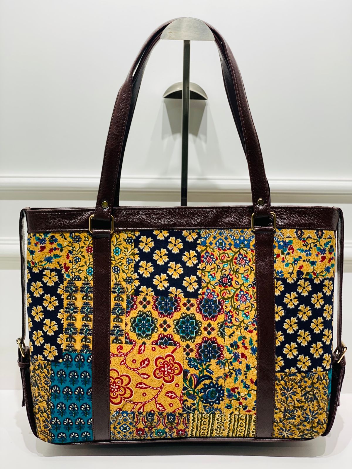 Patchwork Bloom Office & Laptop Bag | Stylish, Spacious & Lightweight Bag for Work, Travel & Daily Use