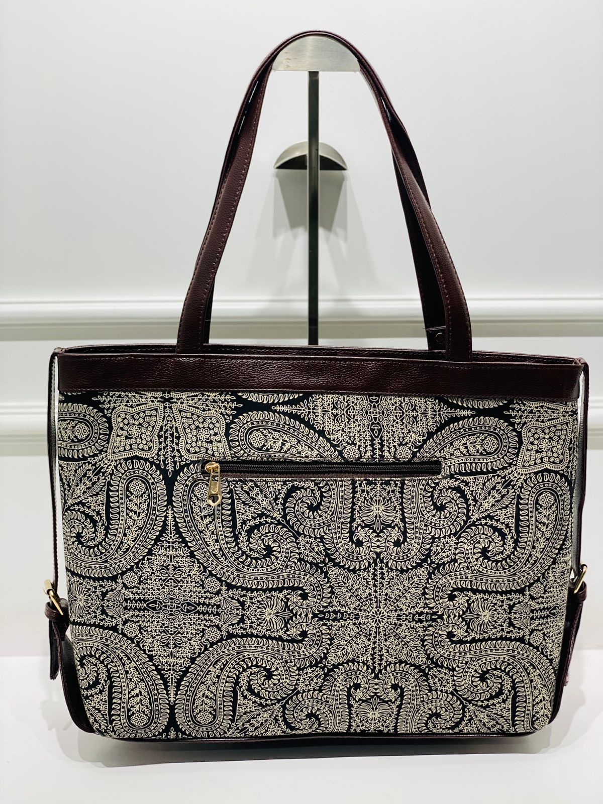Black Paisley Office & Laptop Bag – Elegant Laptop Bag for Women