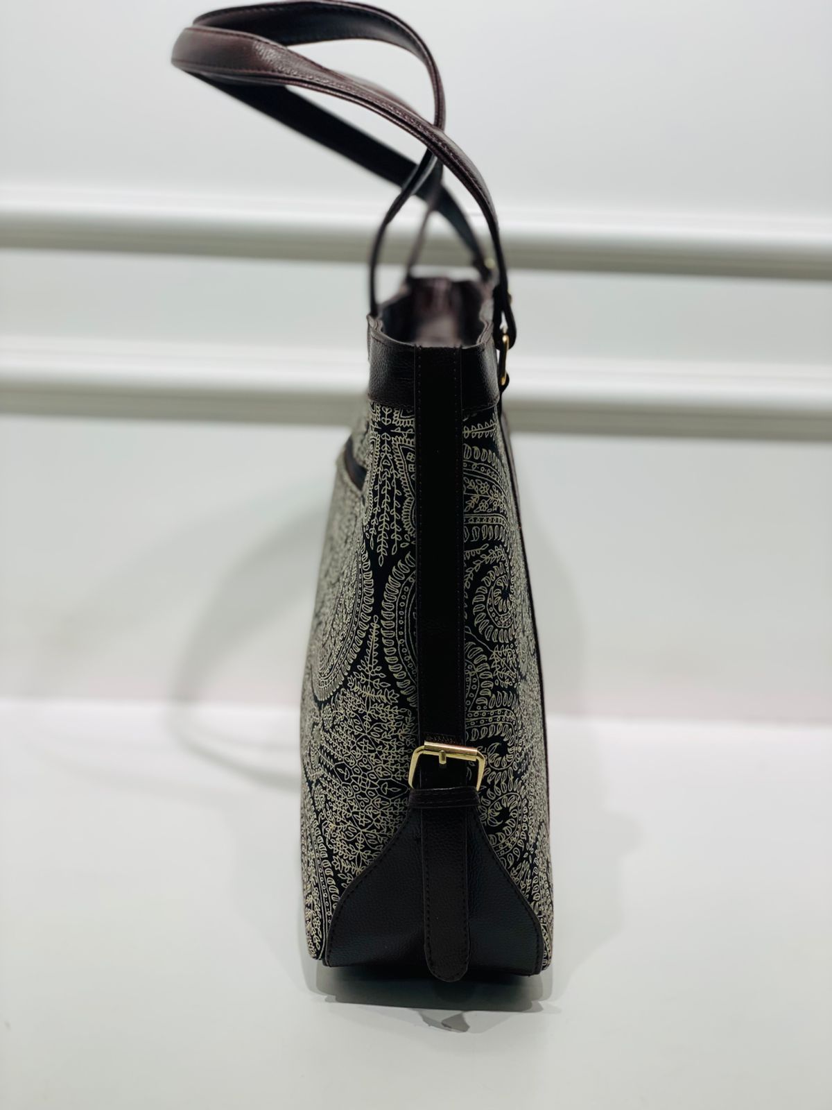 Black Paisley Office & Laptop Bag – Elegant Laptop Bag for Women