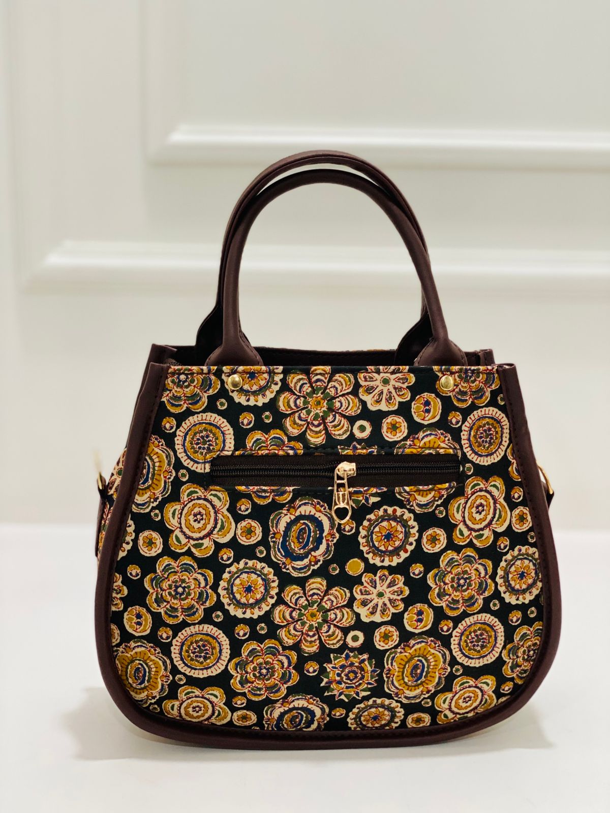 Jaipuri Mandala Matka Handbag with Adjustable Belt & Clutch