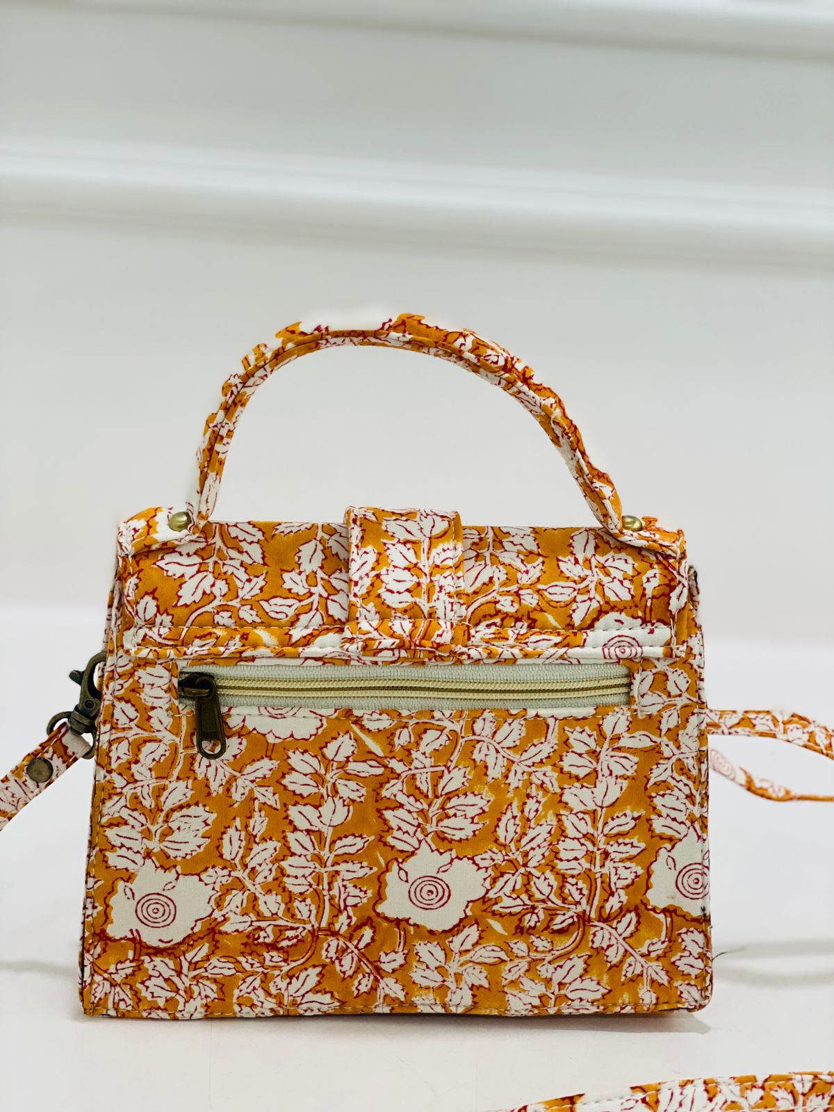 Marigold Bloom Hand Block Printed Sling Bag