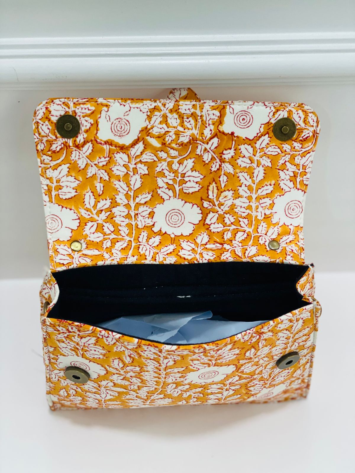 Marigold Bloom Hand Block Printed Sling Bag