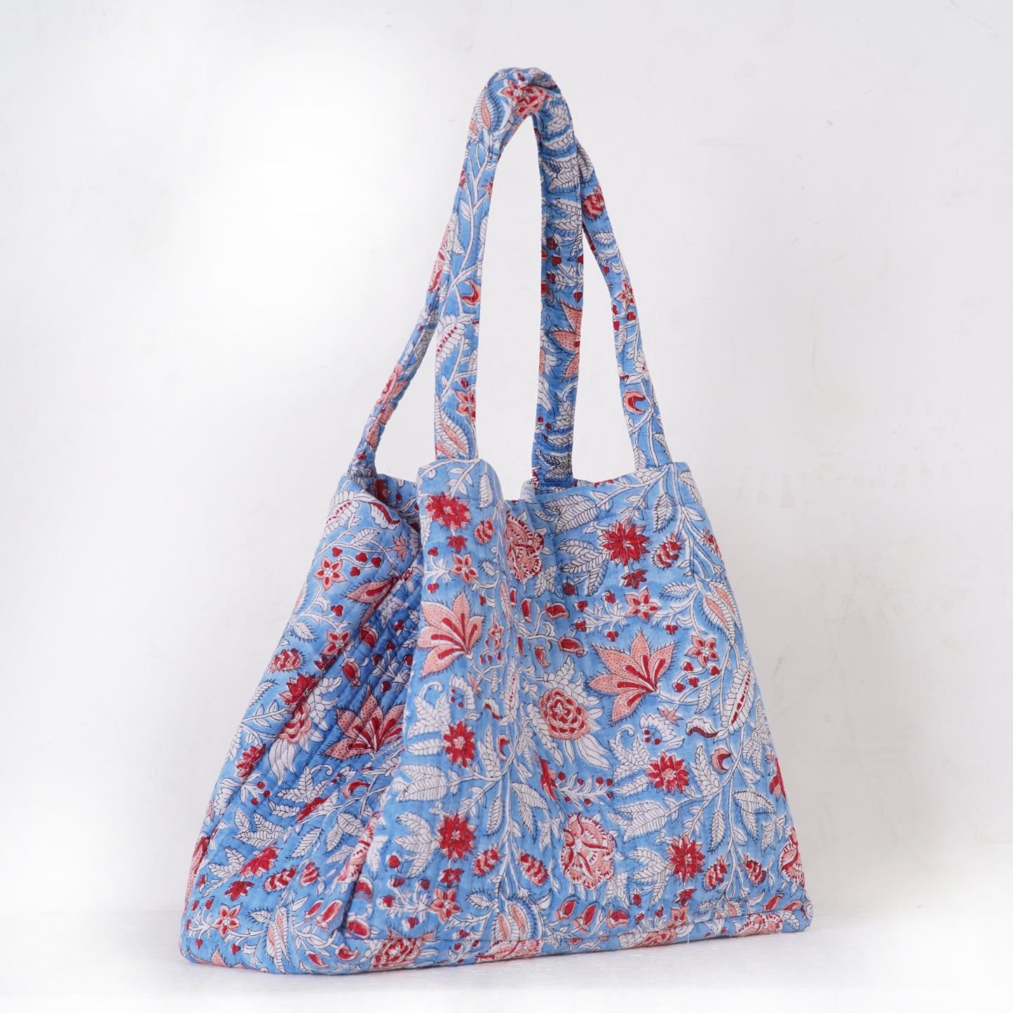 Orchid Floral Quilted Folding Tote Bag Eco-Friendly, Handmade Travel or Shopping Tote