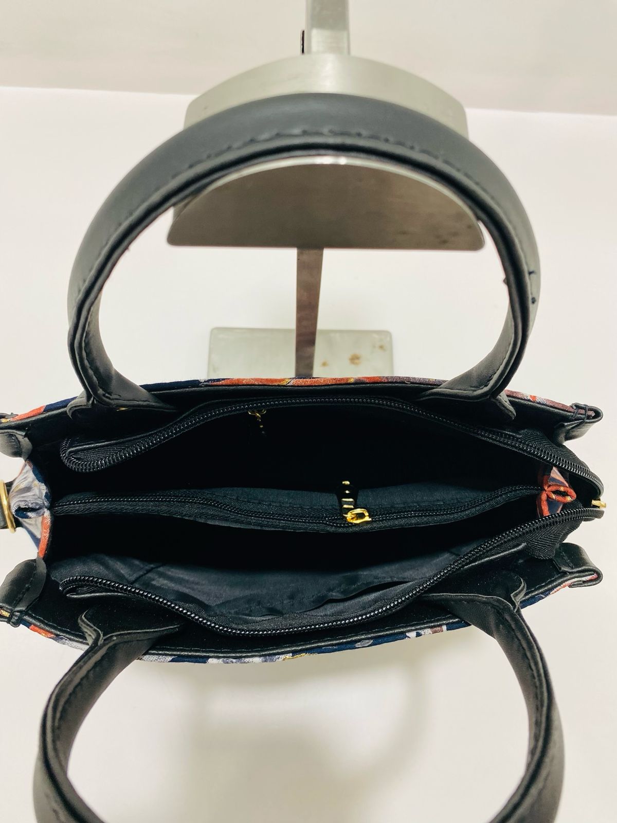 Midnight blue Matka Handbag with Adjustable Belt & Clutch