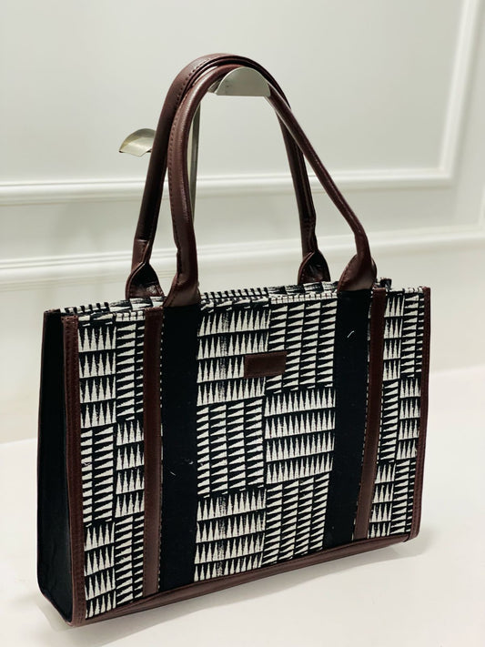 Black Zigzag Jacquard Laptop Bag