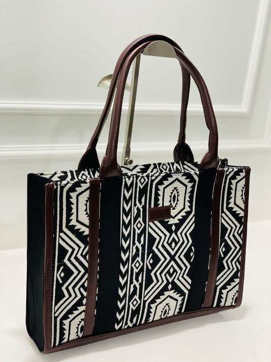 Black Antic Jacquard Laptop Bag