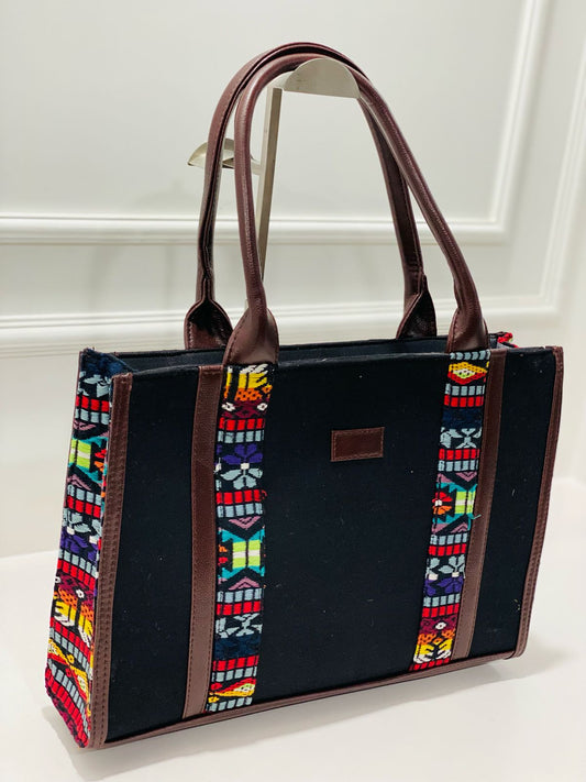 Pure Black Jacquard Laptop Bag