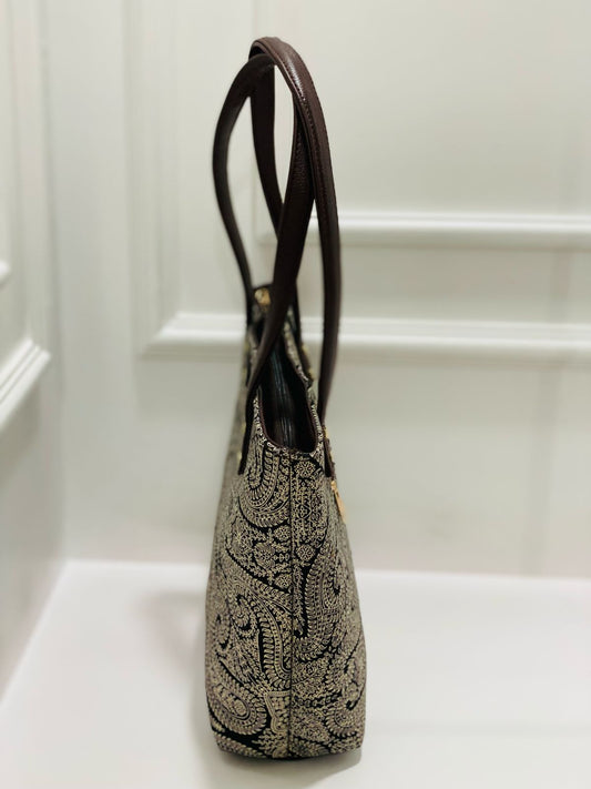Black Paisley 5-in-1 Piece Women's Bag Set – Tote & Sling Combo