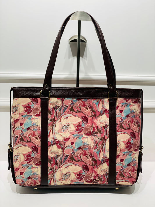 Blush Bloom Office & Laptop Bag – Elegant Floral Laptop Bag for Women
