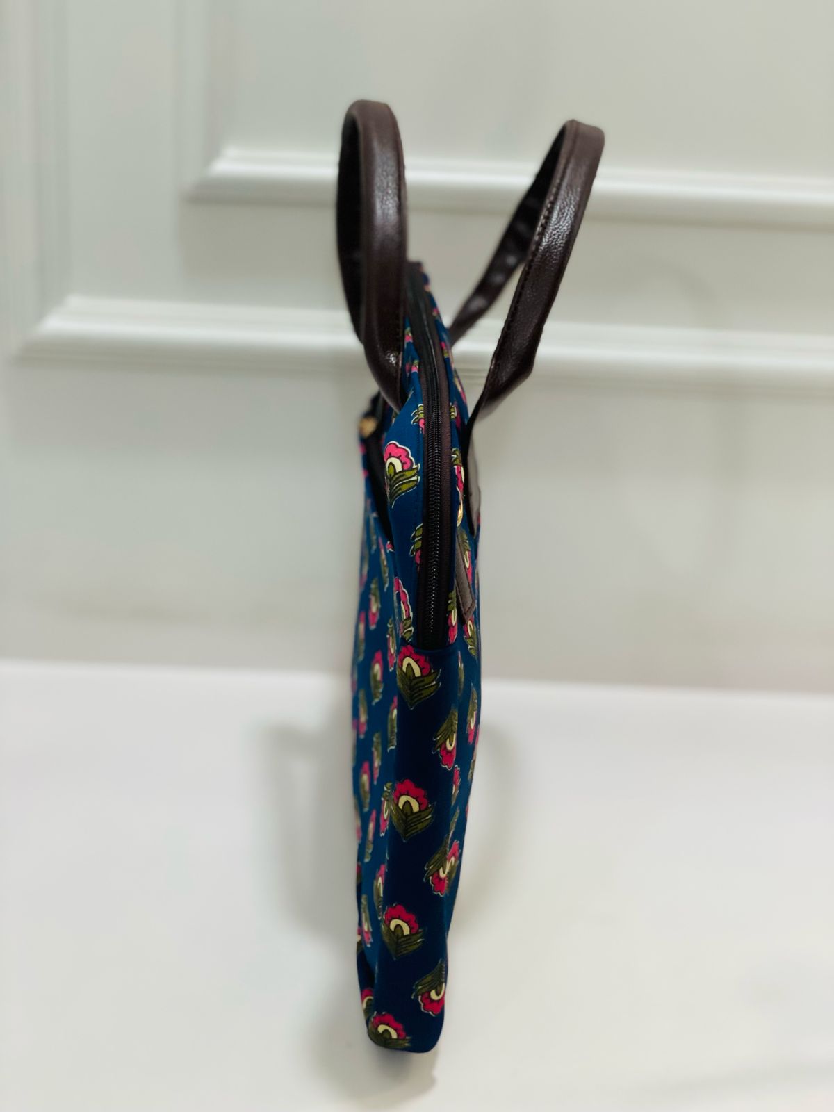 Navy Blue Floral Modern Women's Laptop Bag
